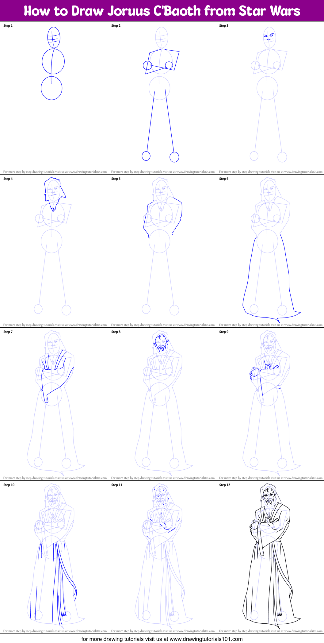 How to Draw Joruus C'Baoth from Star Wars Printable Step by Step