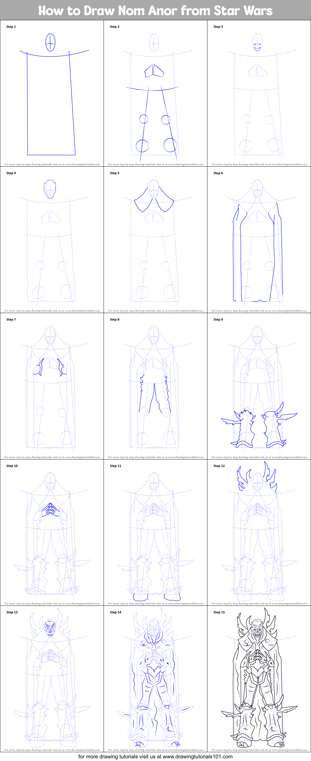 How to Draw Nom Anor from Star Wars Printable Step by Step
