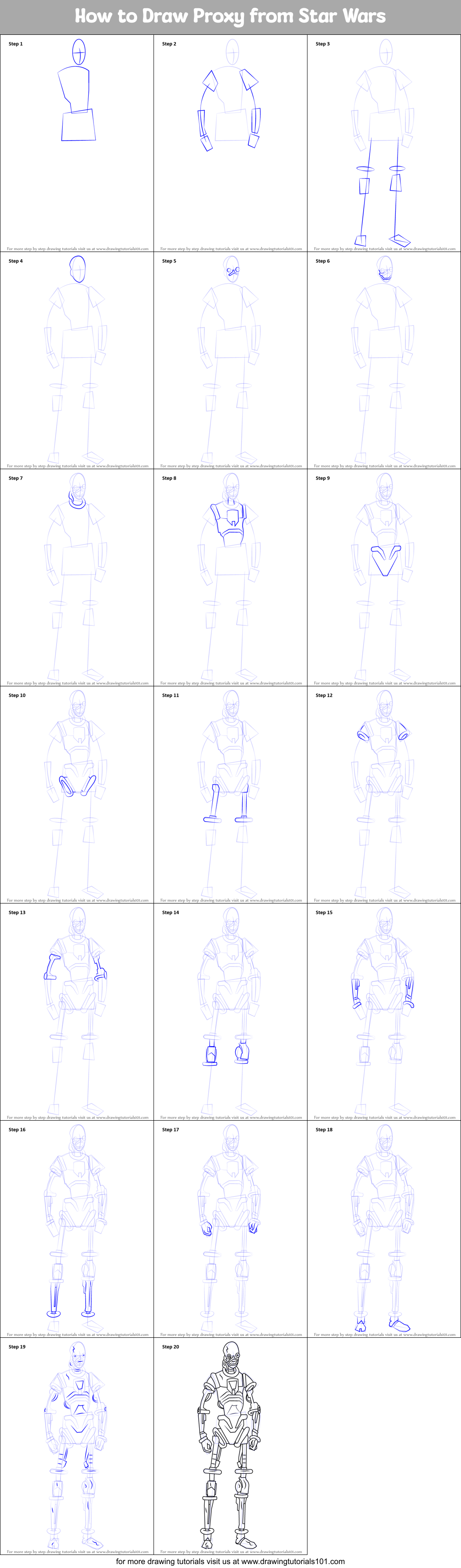 How to Draw Proxy from Star Wars Printable Step by Step