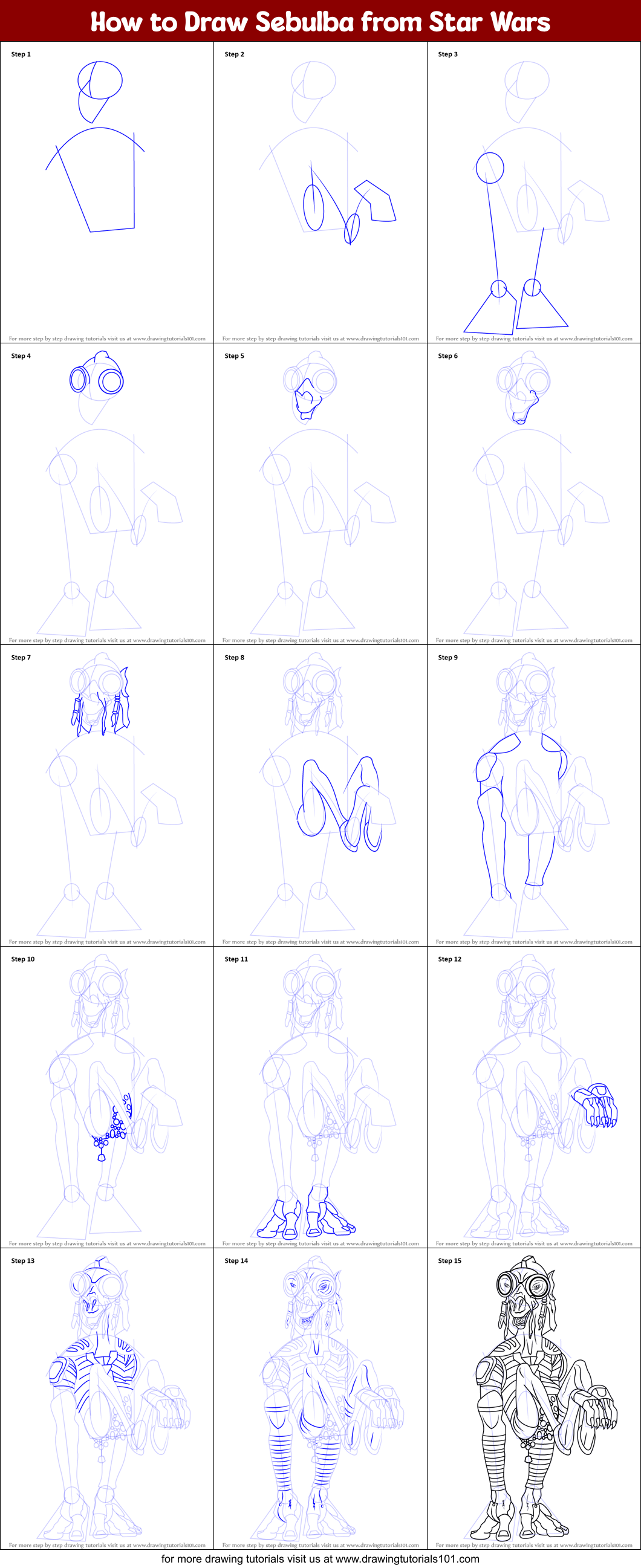 How to Draw Sebulba from Star Wars Printable Step by Step