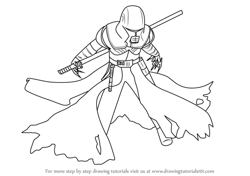 Learn How To Draw Starkiller From Star Wars Star Wars Step By Step Drawing Tutorials