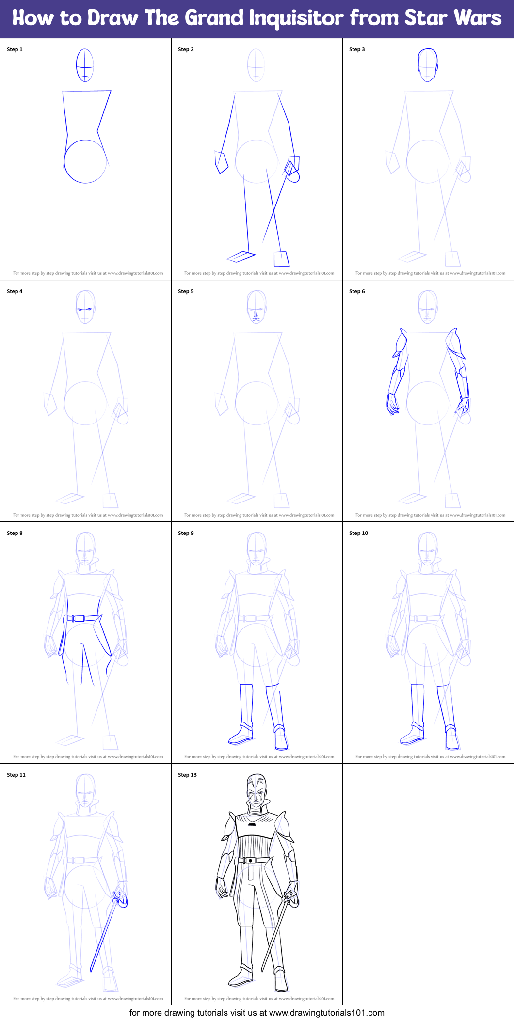 How to Draw The Grand Inquisitor from Star Wars Printable Step by Step