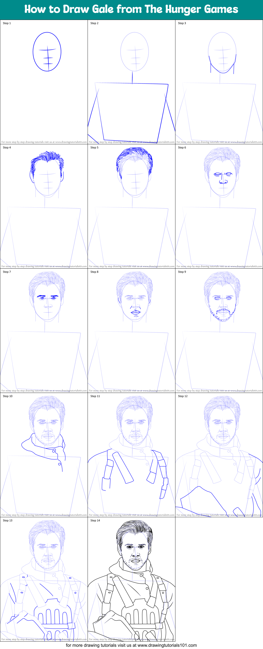 How to Draw Gale from The Hunger Games Printable Step by Step