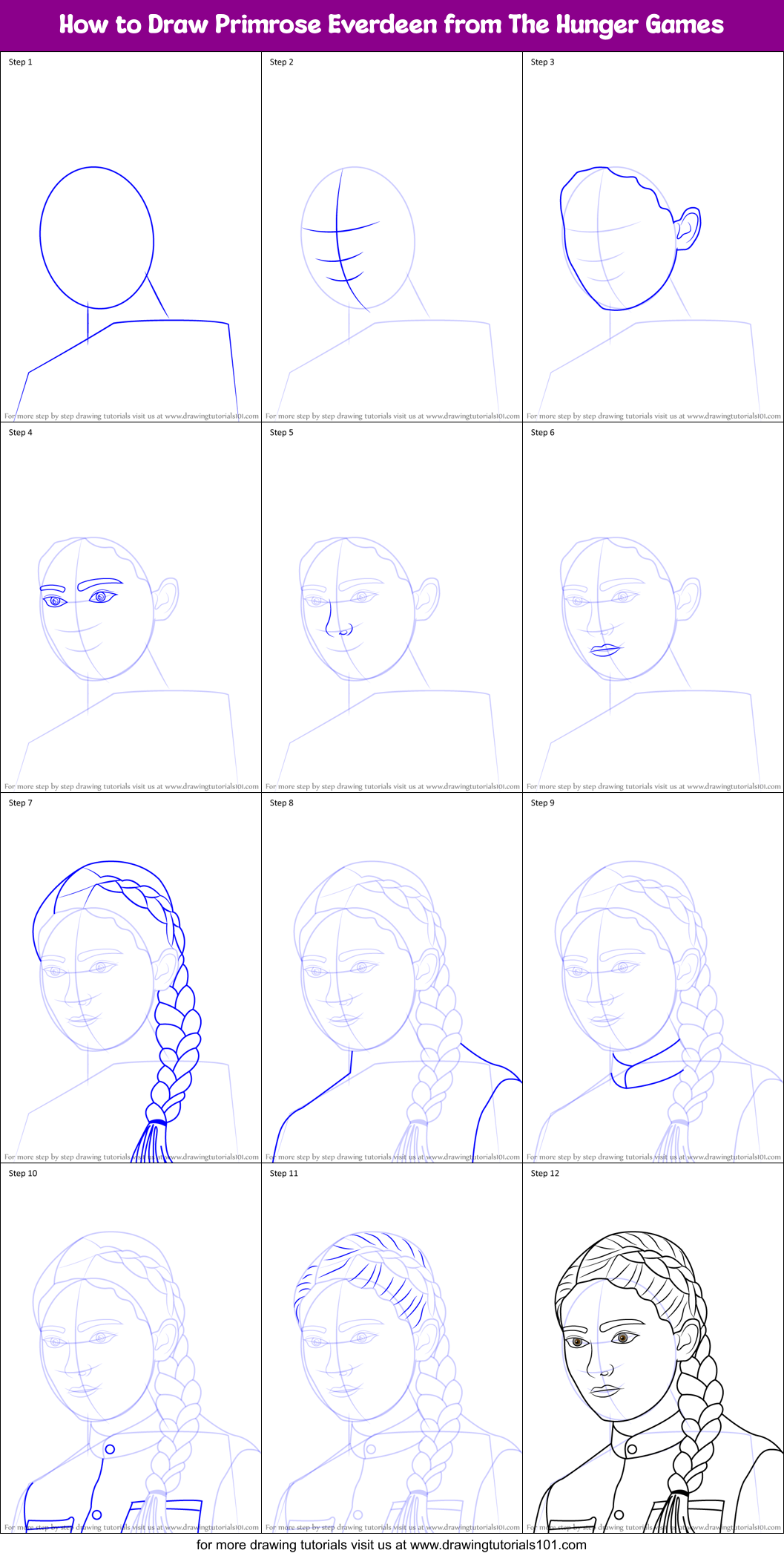 How to Draw Primrose Everdeen from The Hunger Games Printable Step by Step