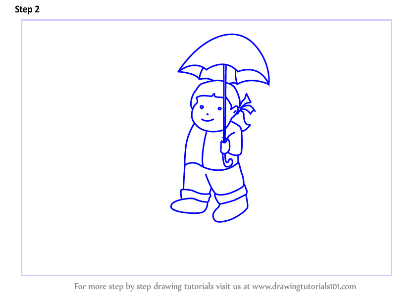 How to Draw Rainy Season Scene (Rainy Season) Step by Step