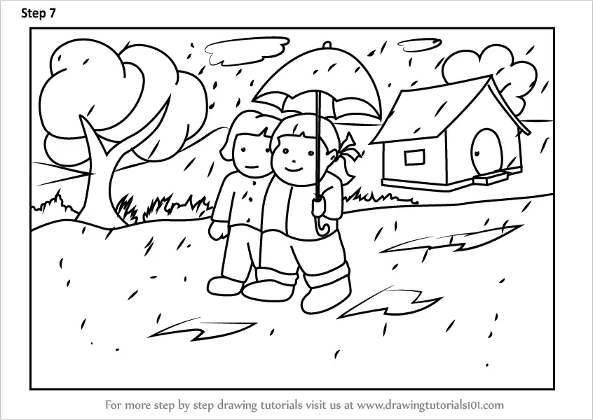 Rainy Season coloring printable page2 for kids