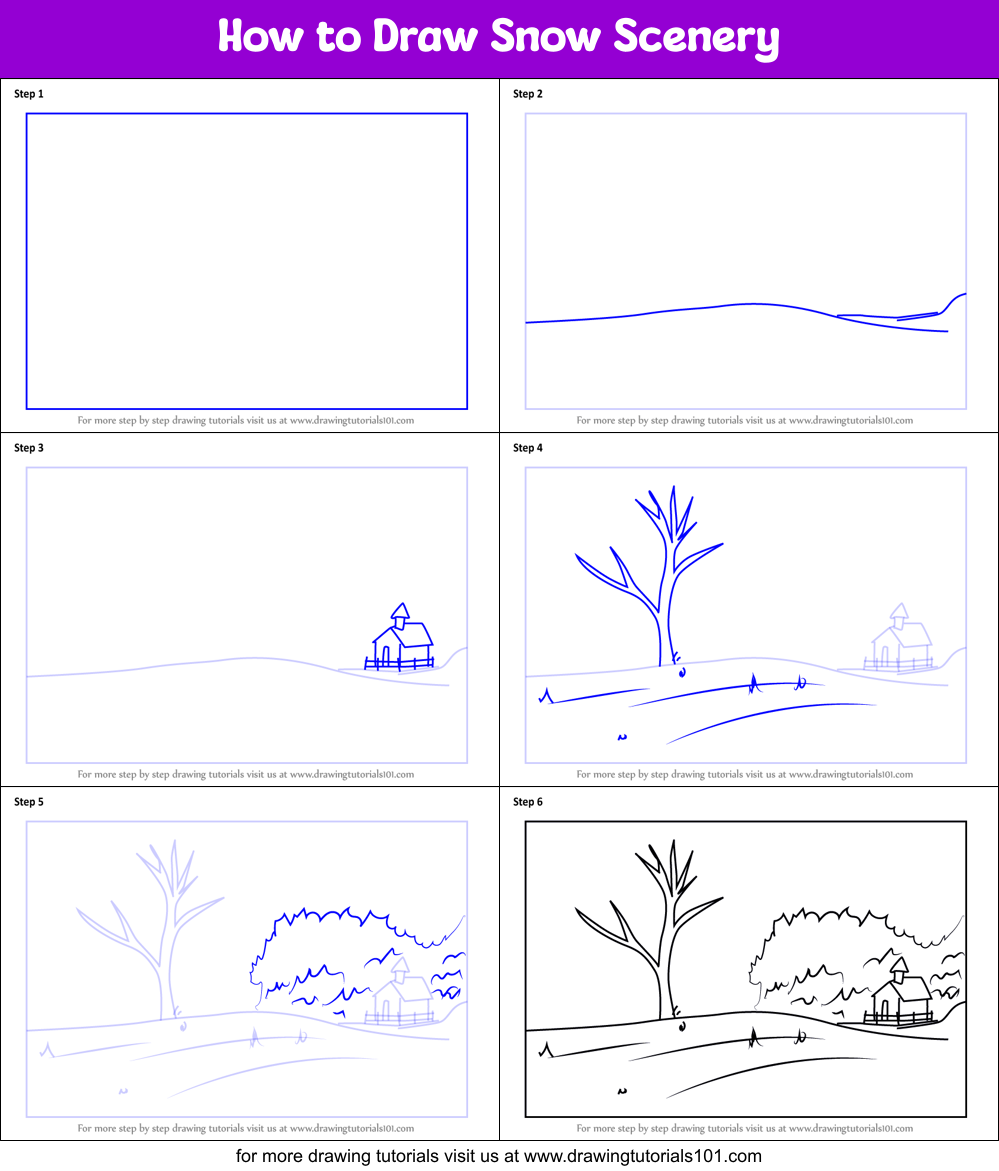 How to Draw Snow Scenery Printable Step by Step