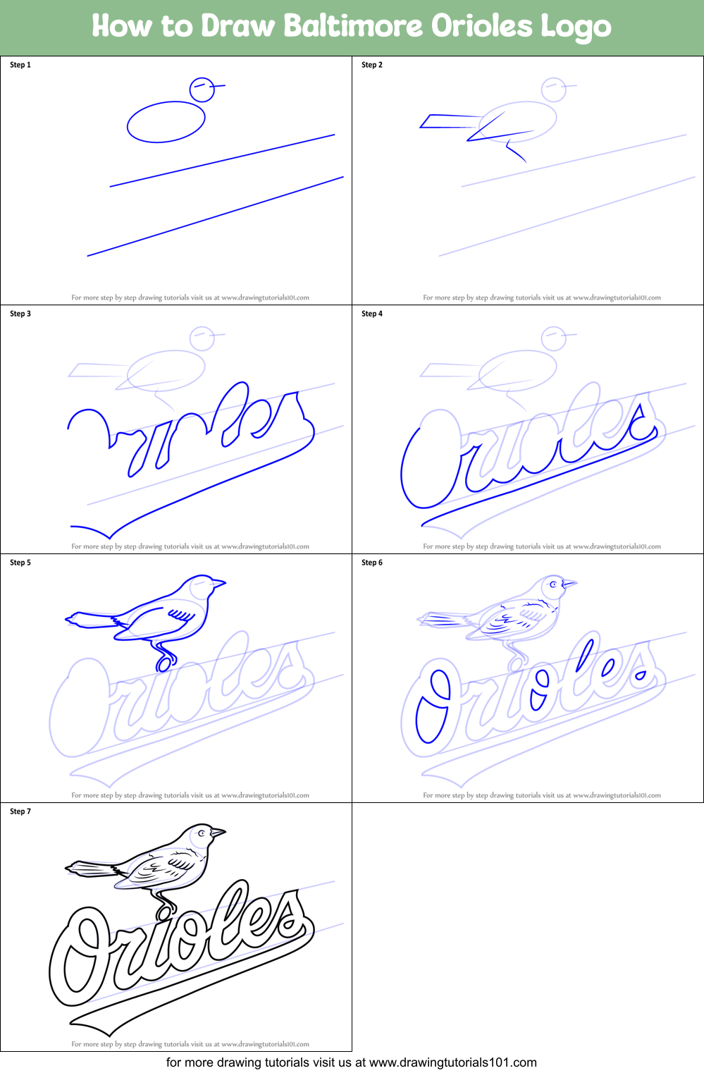 How to Draw Baltimore Orioles Logo Printable Step by Step