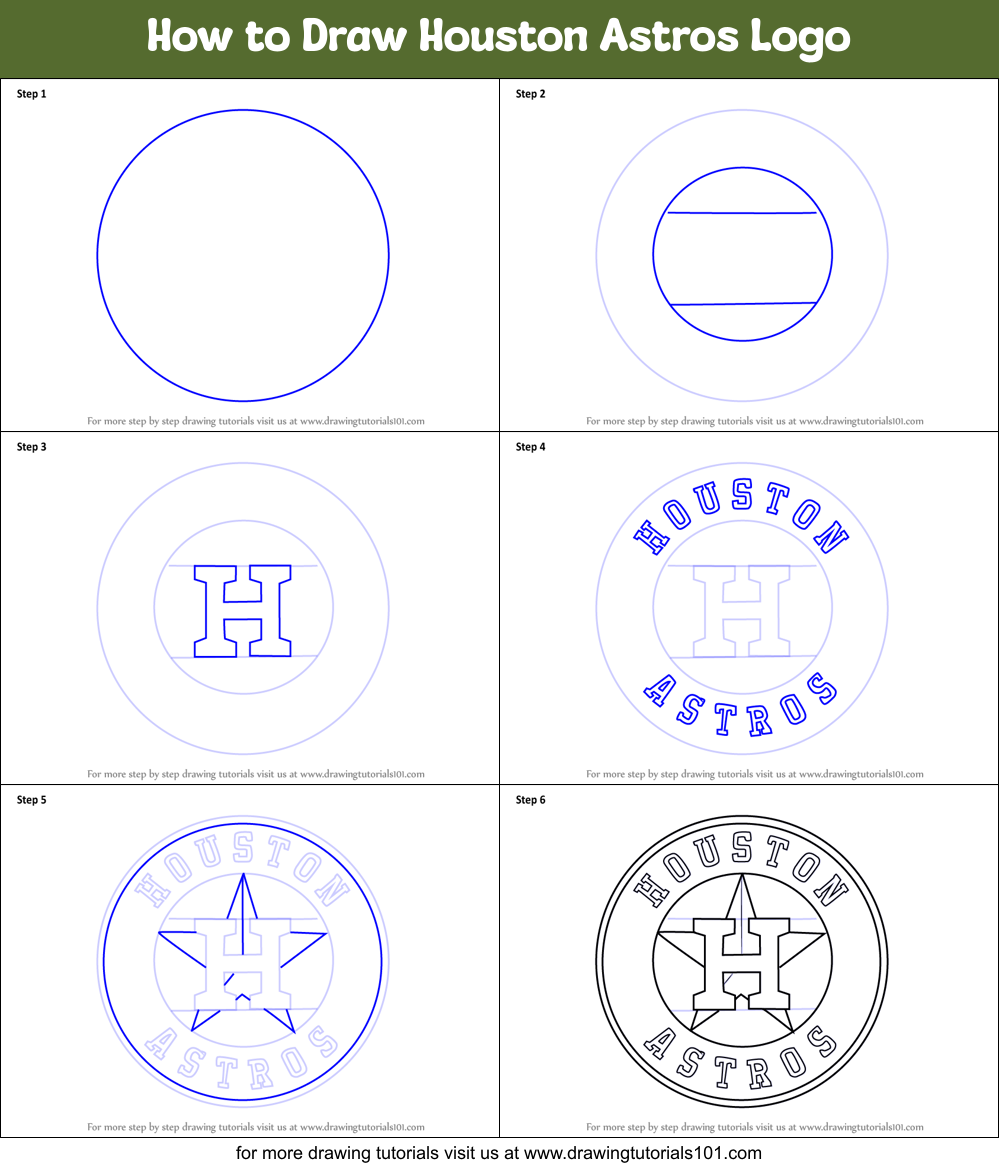 How to Draw Houston Astros Logo Printable Step by Step