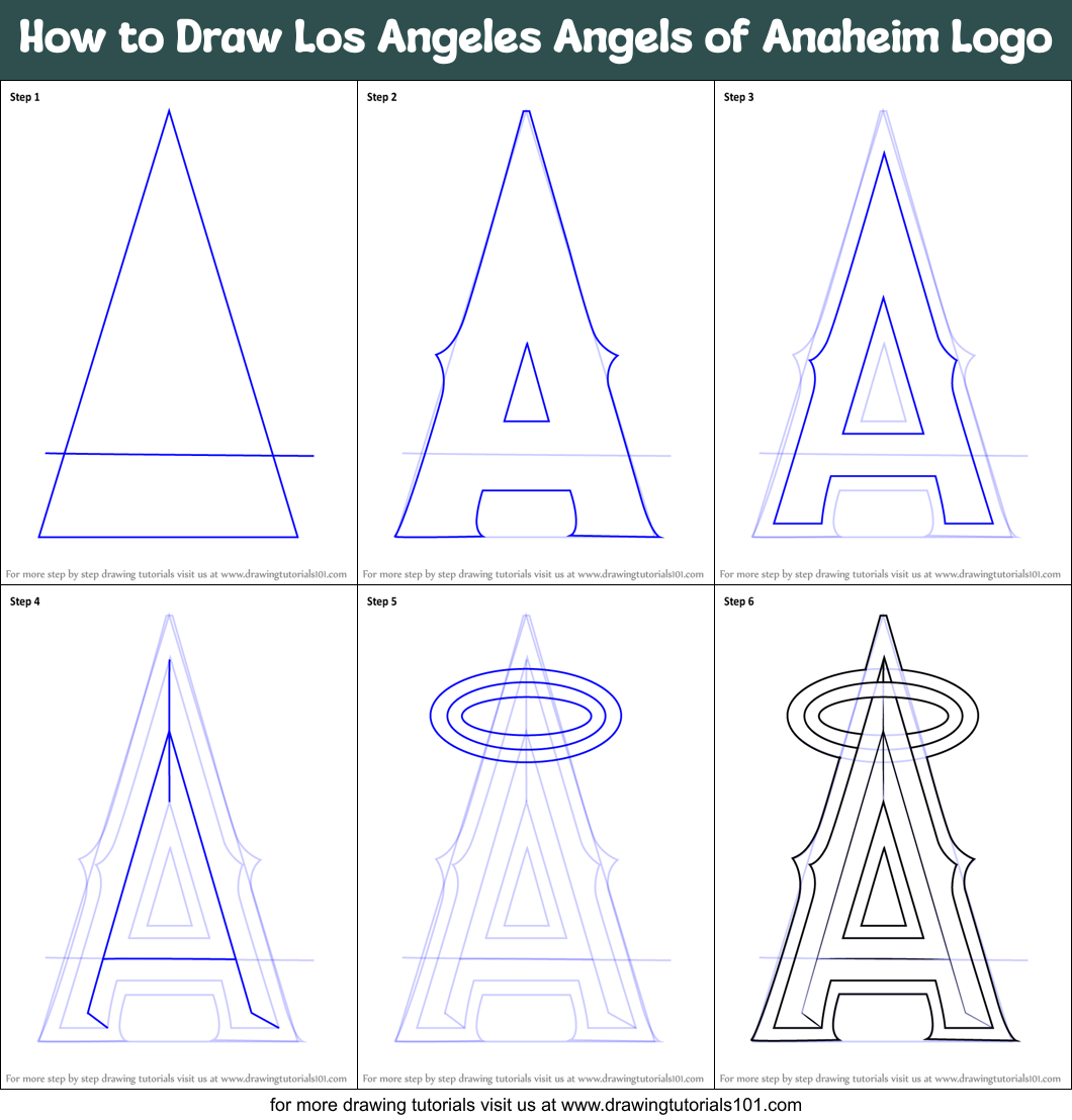 How to Draw Los Angeles Angels of Anaheim Logo Printable Step by Step