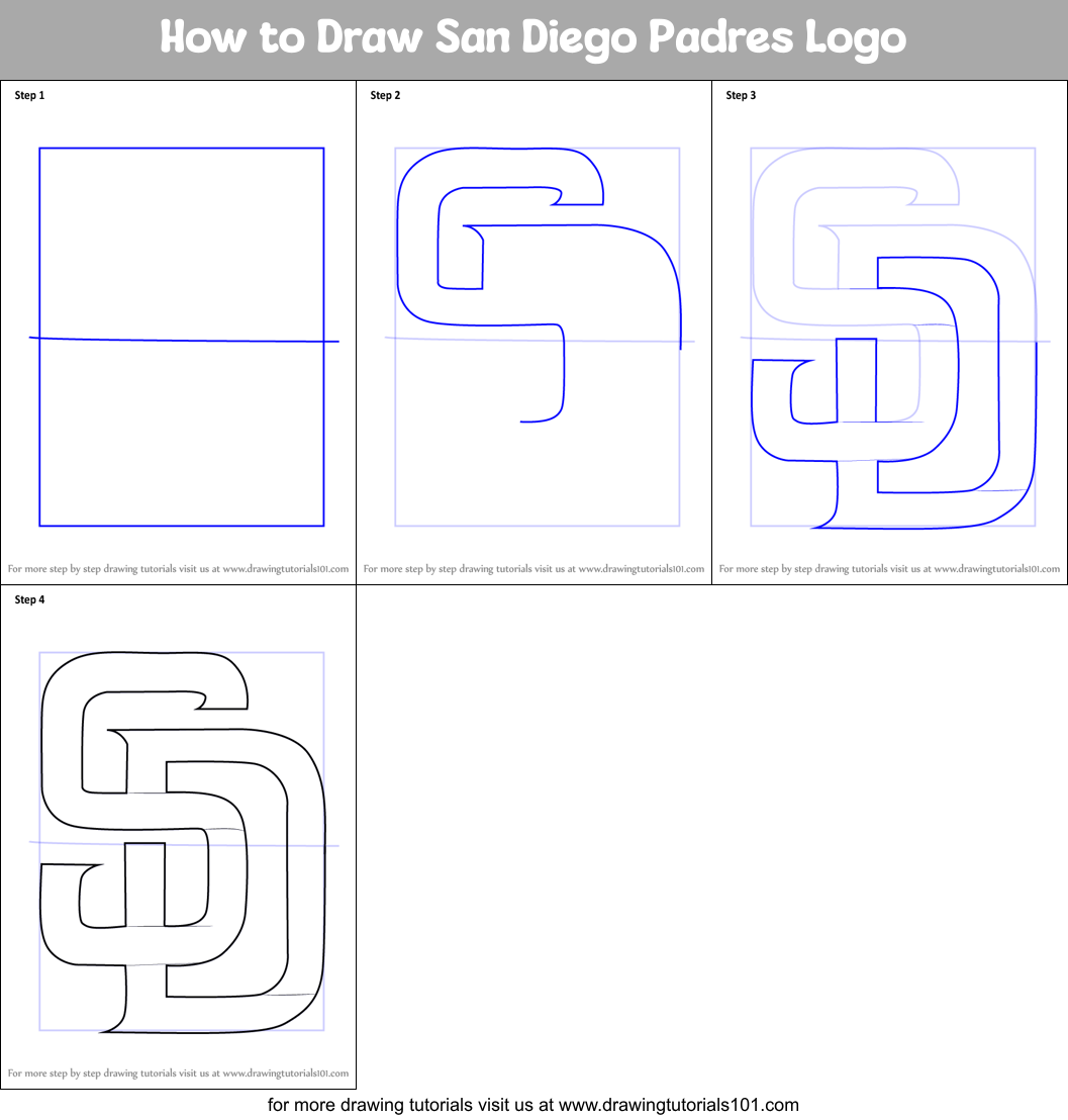 How to Draw San Diego Padres Logo Printable Step by Step