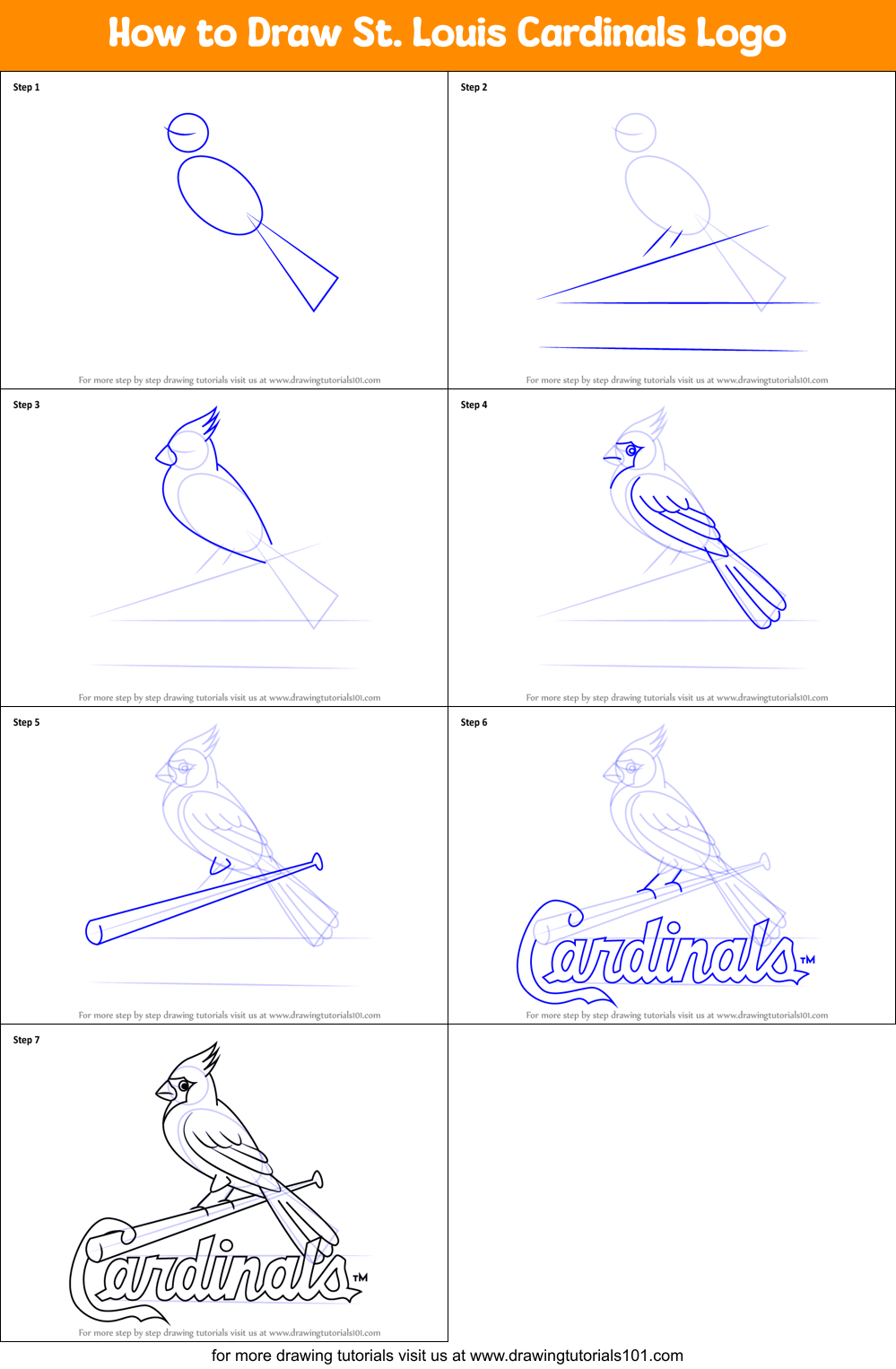 How to Draw St. Louis Cardinals Logo Printable Step by Step