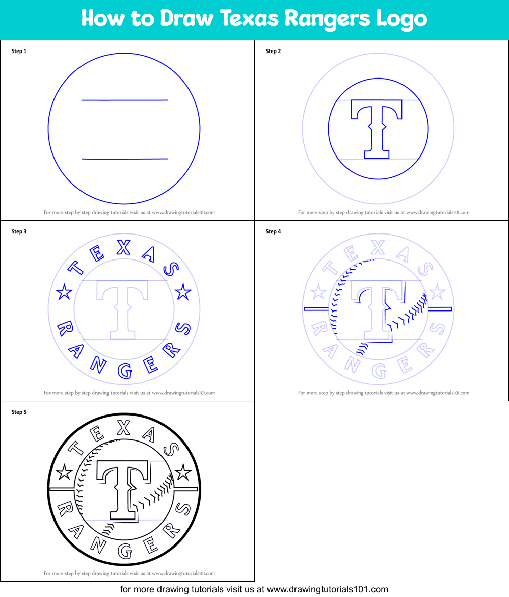 How to Draw Texas Rangers Logo Printable Step by Step