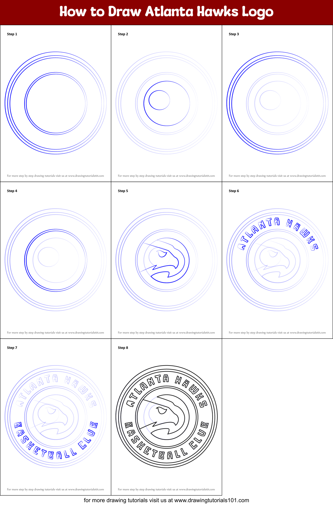 How to Draw Atlanta Hawks Logo Printable Step by Step