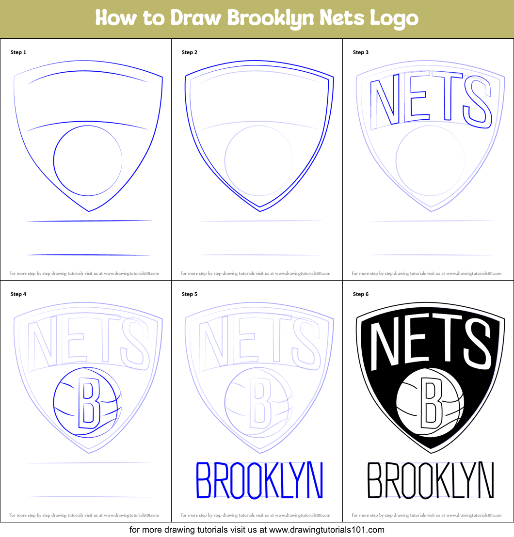 How to Draw Brooklyn Nets Logo Printable Step by Step