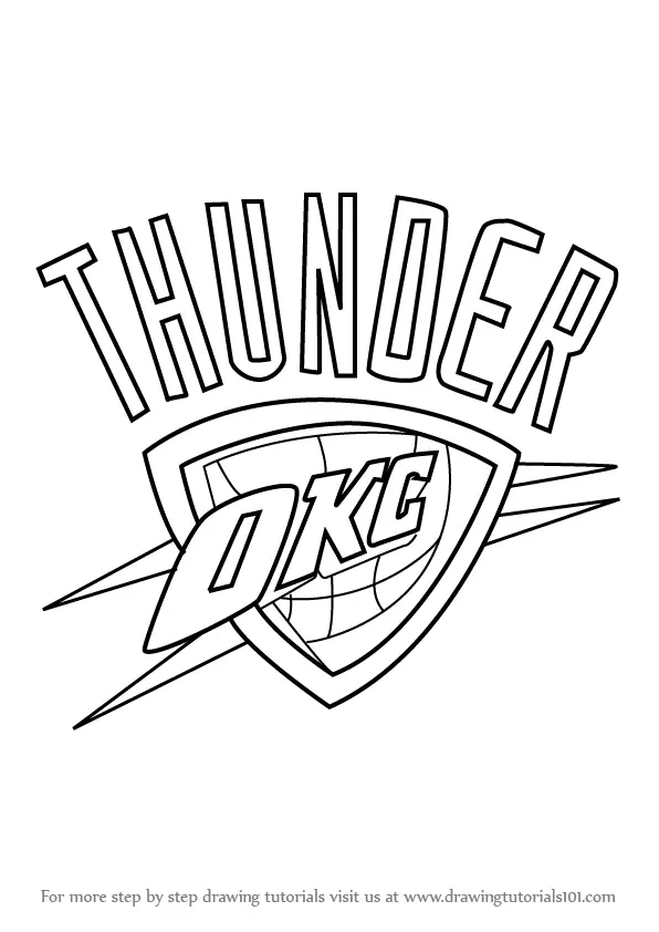 Learn How To Draw Oklahoma City Thunder Logo Nba Step By Step Drawing Tutorials