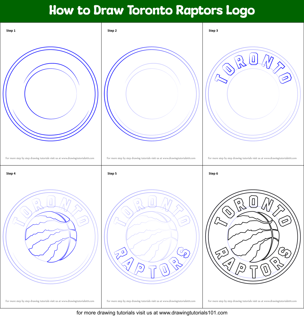 How to Draw Toronto Raptors Logo Printable Step by Step