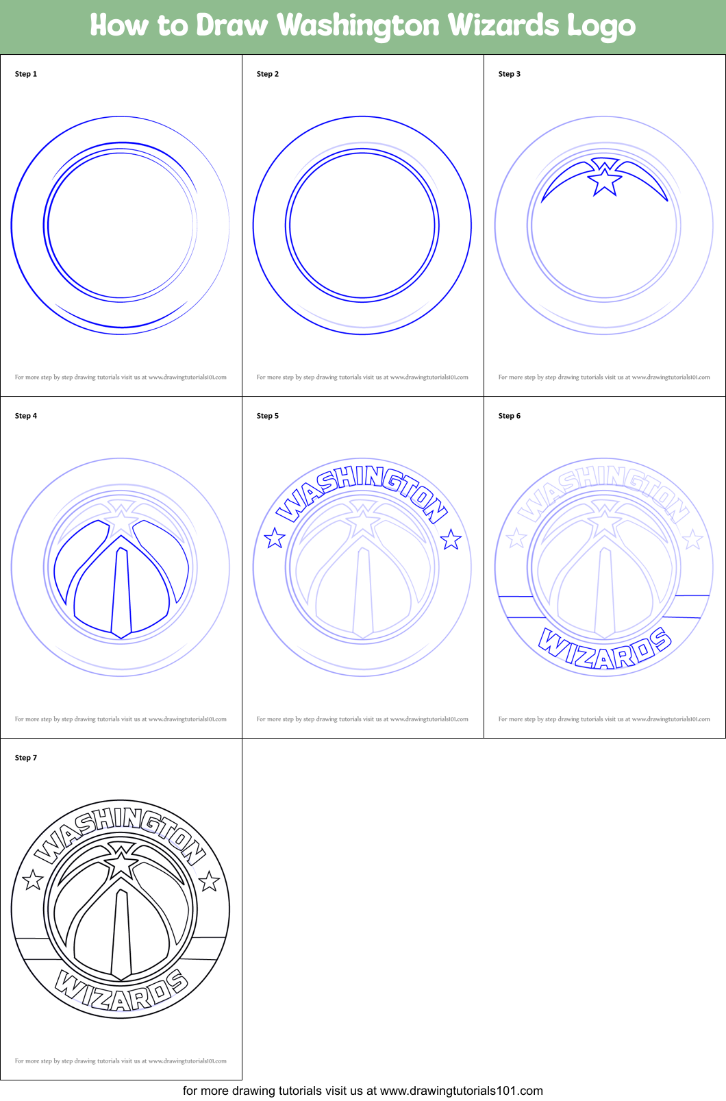 How to Draw Washington Wizards Logo Printable Step by Step