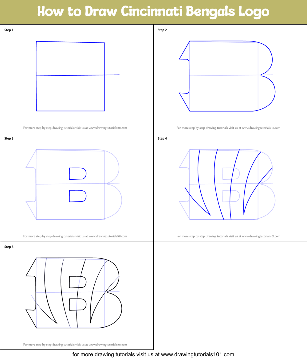 How to Draw Cincinnati Bengals Logo printable step by step drawing