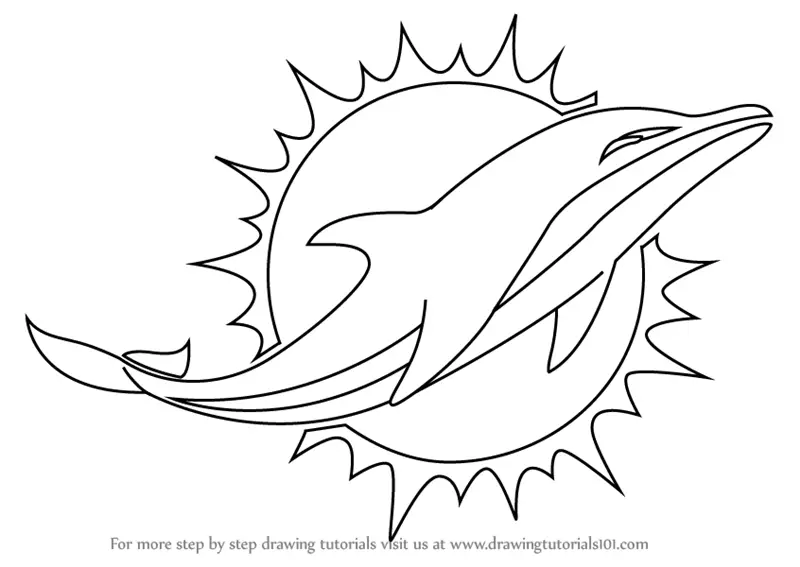 Step by Step How to Draw Miami Dolphins Logo