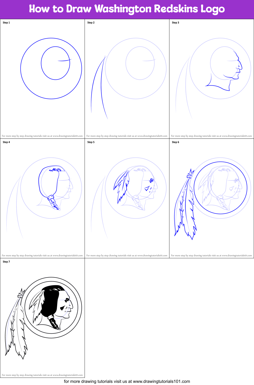 How to Draw Washington Redskins Logo Printable Step by Step