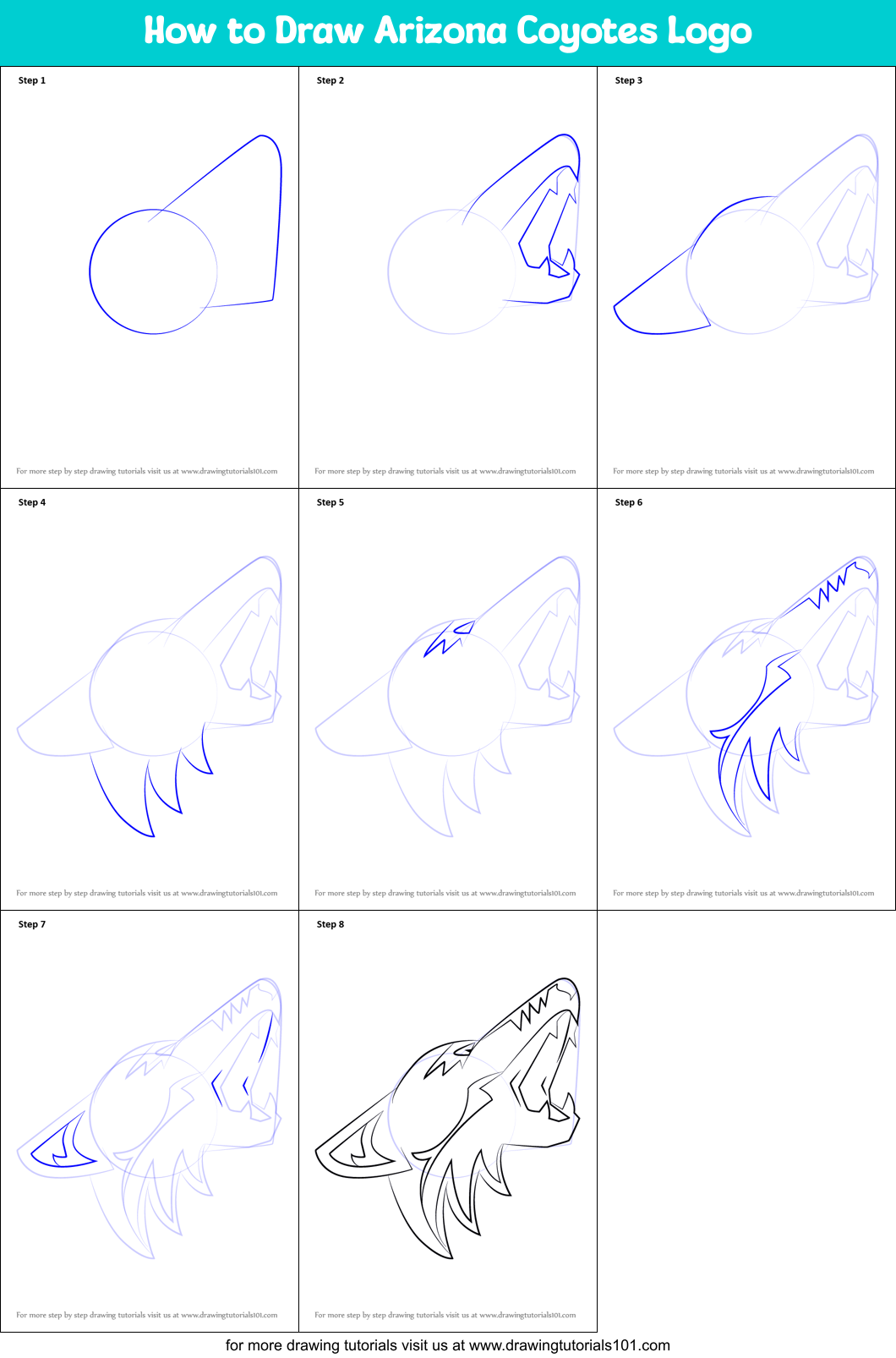 How to Draw Arizona Coyotes Logo Printable Step by Step