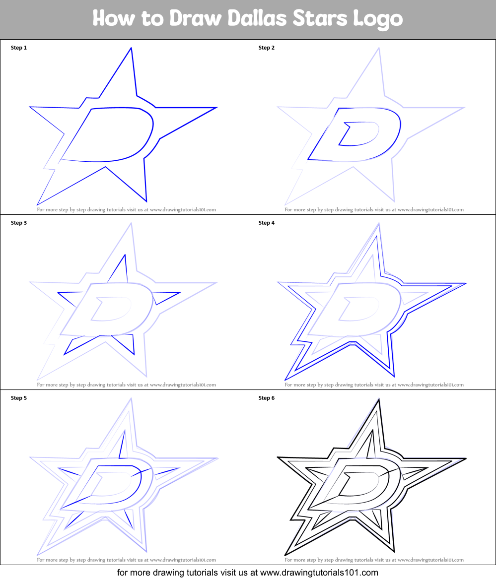 How to Draw Dallas Stars Logo Printable Step by Step