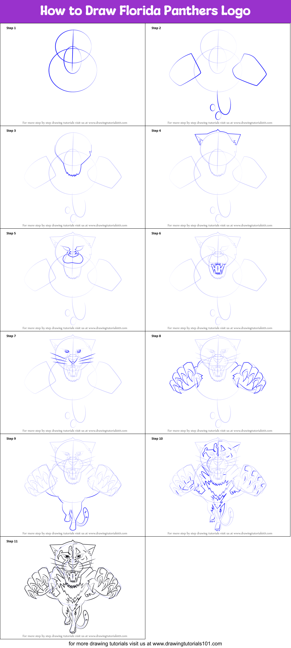 How to Draw Florida Panthers Logo Printable Step by Step