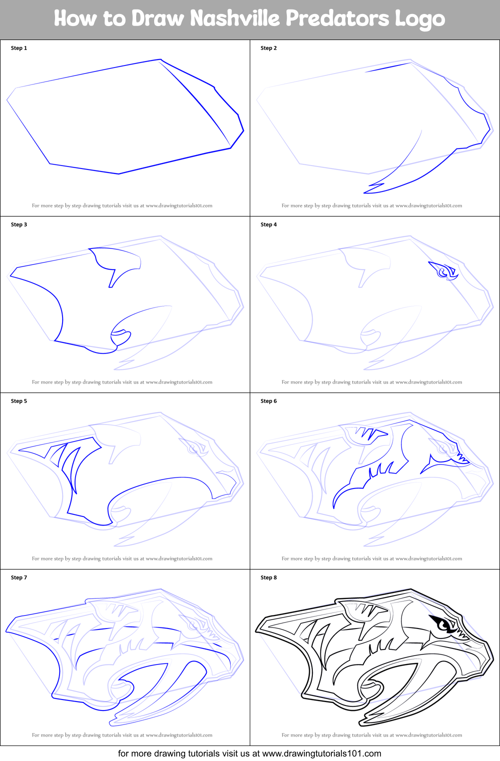 How to Draw Nashville Predators Logo Printable Step by Step