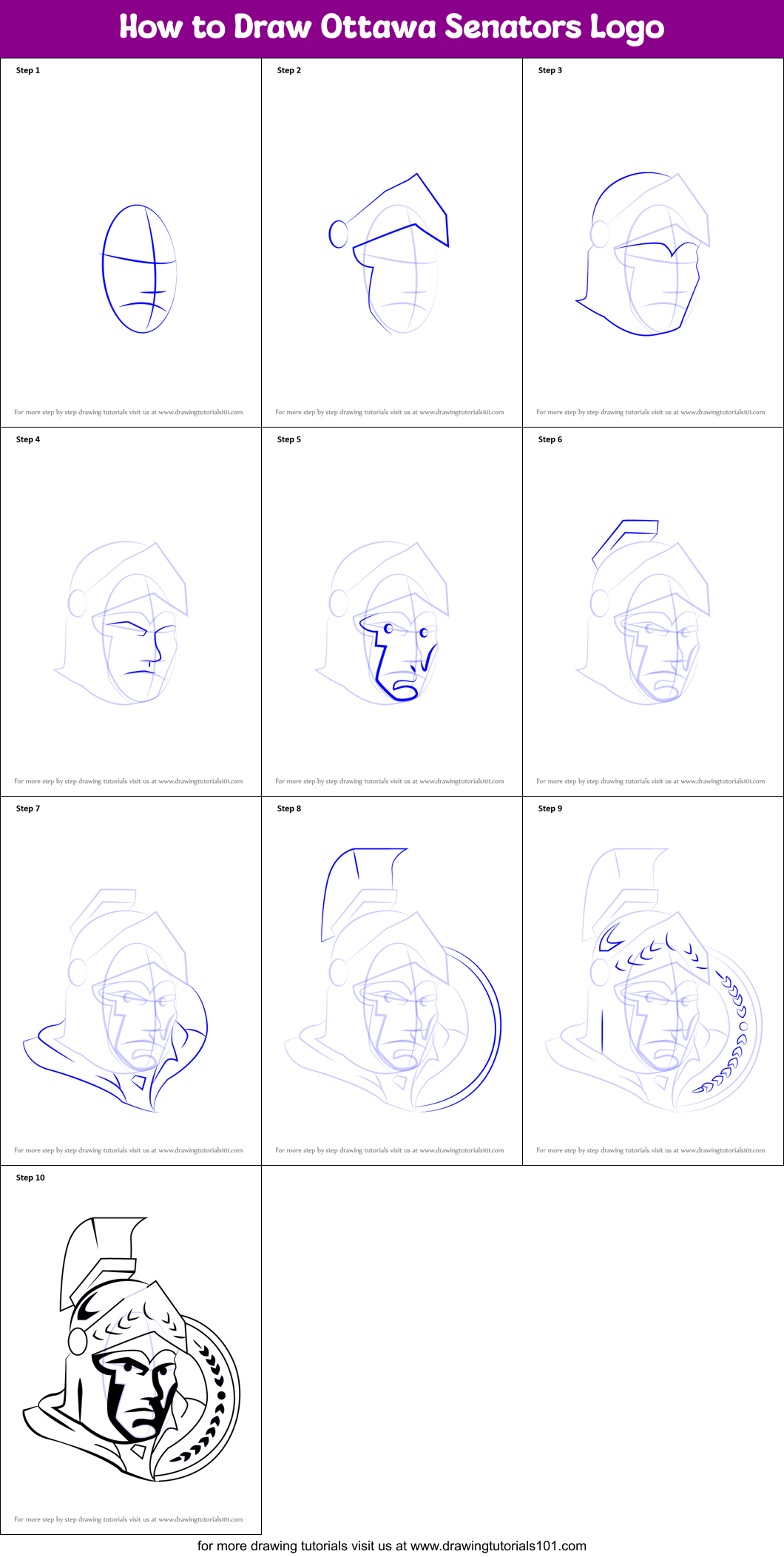 How to Draw Ottawa Senators Logo Printable Step by Step