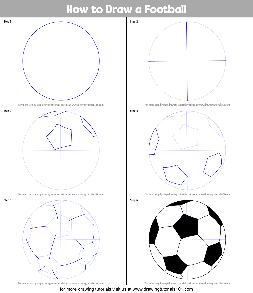 How to Draw a Football printable step by step drawing sheet