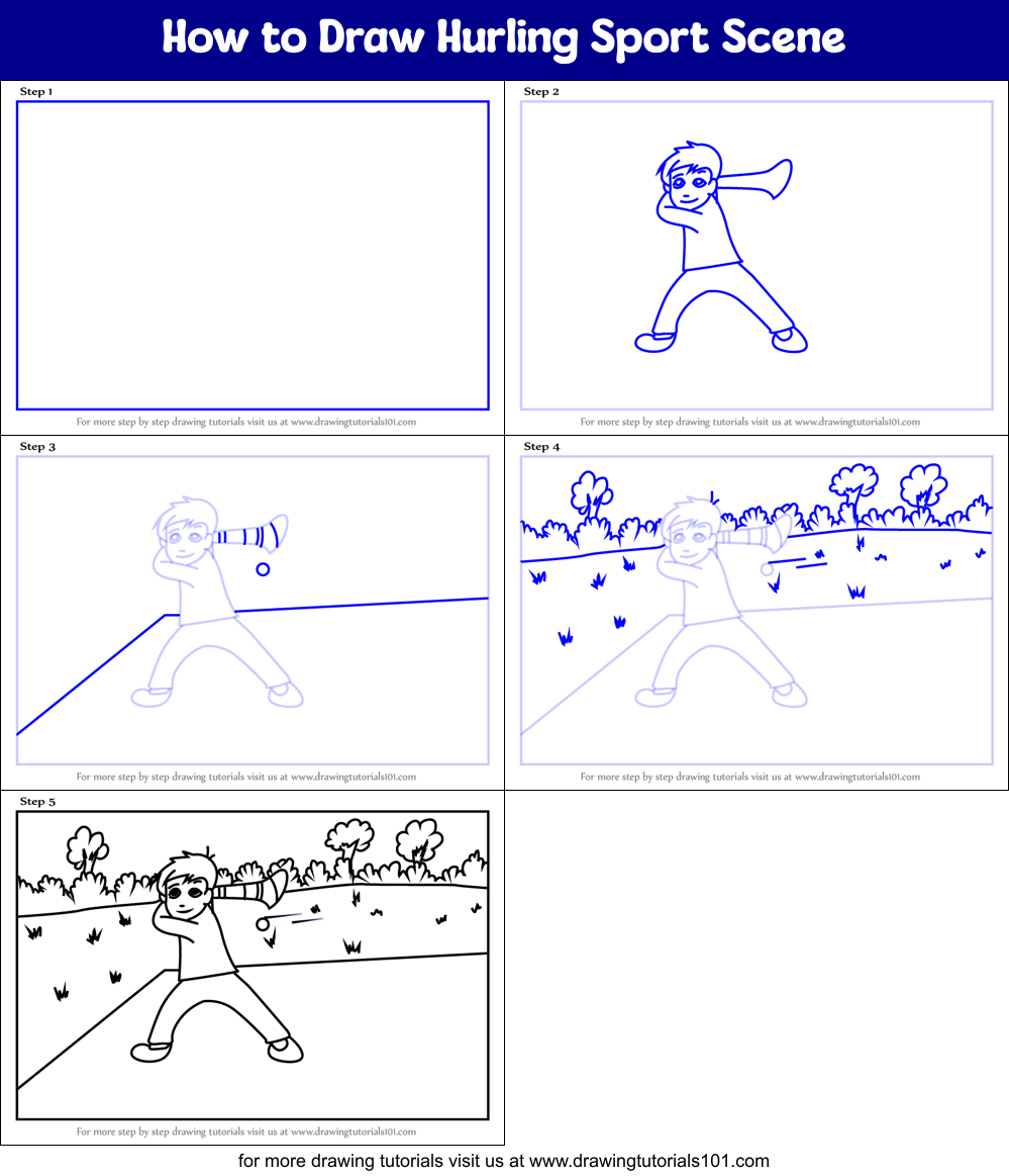 How to Draw Hurling Sport Scene Printable Step by Step