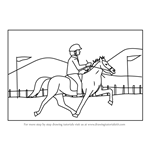 How to Draw a Jockey riding Horse Scene