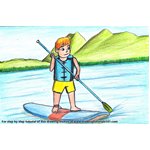 How to Draw Paddle Boarding Sports Scene