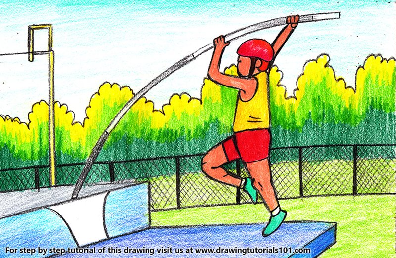 How to Draw a Pole Vaulter by Color Pencils