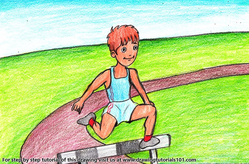 How to Draw Steeplechase Sports Scene by Color Pencils