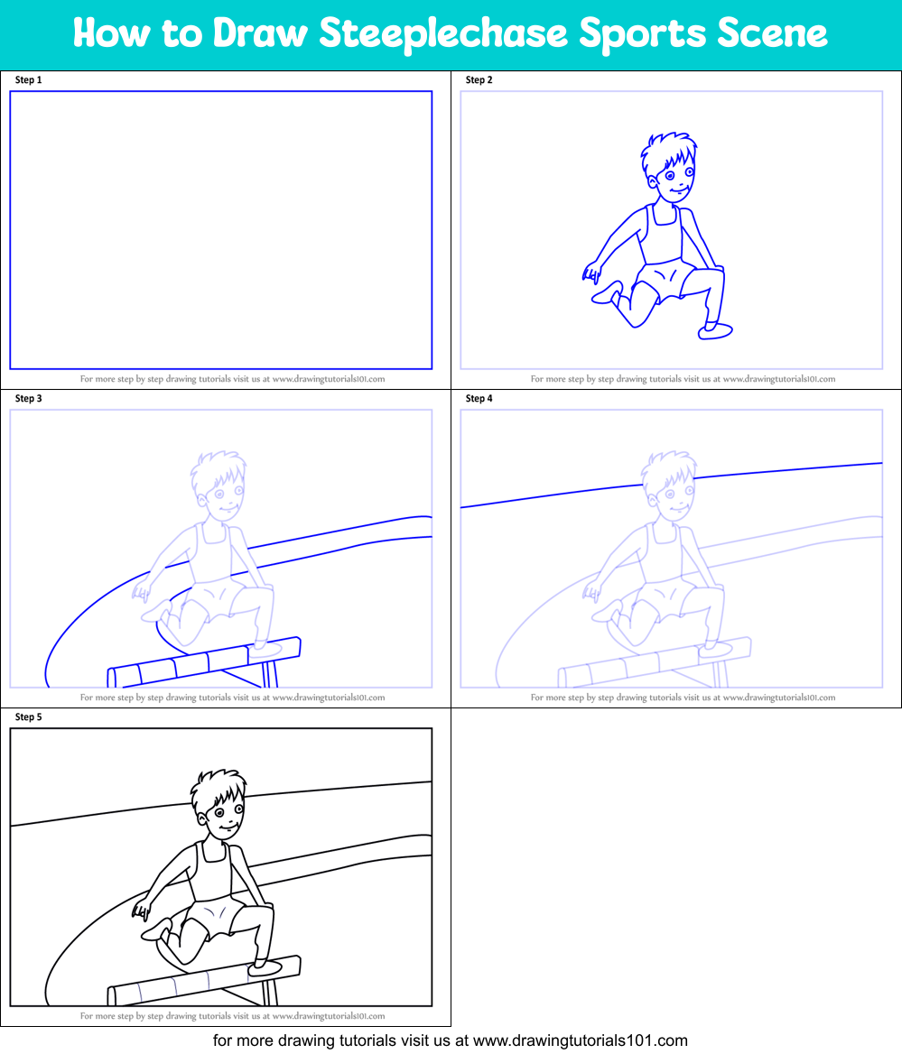 How to Draw Steeplechase Sports Scene Printable Step by Step