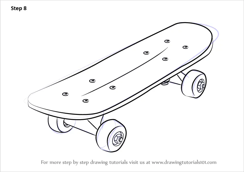 Learn How Draw Skateboard (Skateboarding) Step by Step : Drawing
