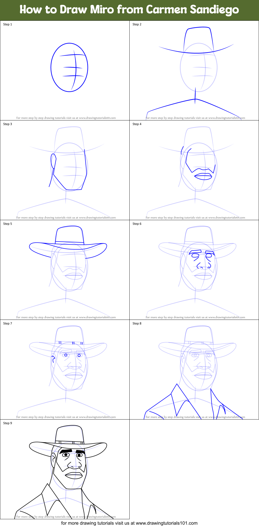 How to Draw Miro from Carmen Sandiego Printable Step by Step