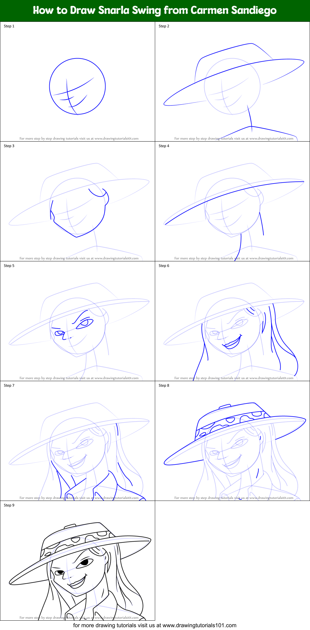 How to Draw Snarla Swing from Carmen Sandiego Printable Step by Step