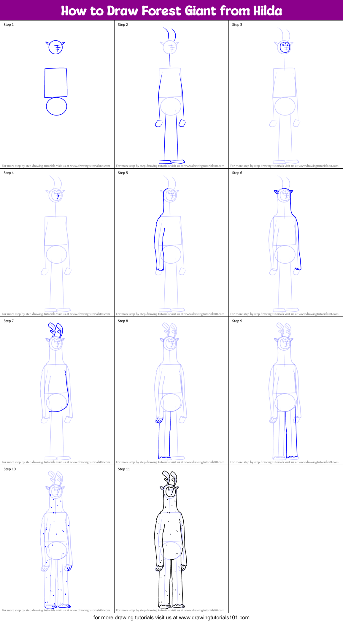 How to Draw Forest Giant from Hilda Printable Step by Step