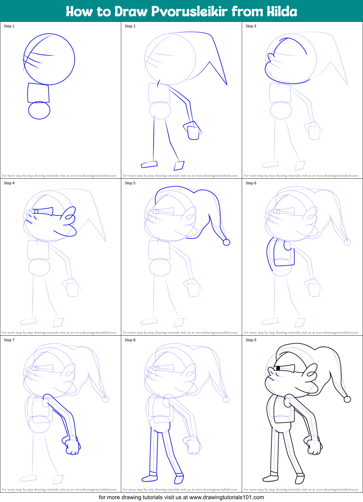 How to Draw Pvorusleikir from Hilda Printable Step by Step