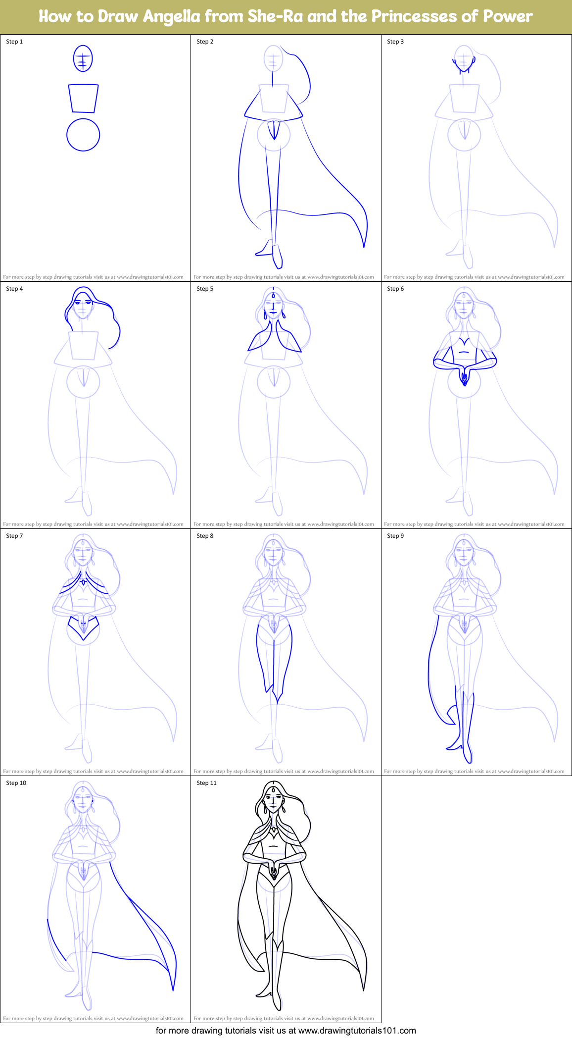How to Draw Angella from She-Ra and the Princesses of Power Printable Step by Step