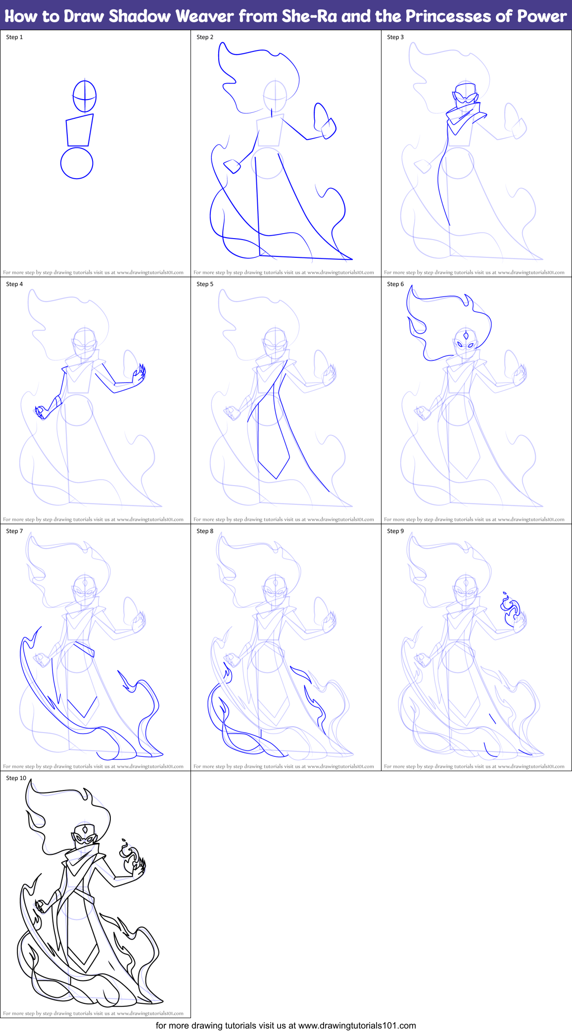 How to Draw Shadow Weaver from She-Ra and the Princesses of Power Printable Step by Step