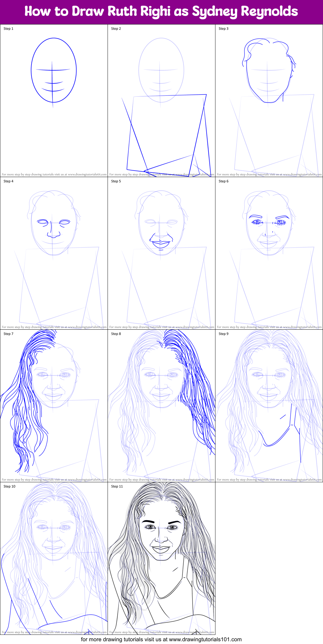 How to Draw Ruth Righi as Sydney Reynolds Printable Step by Step