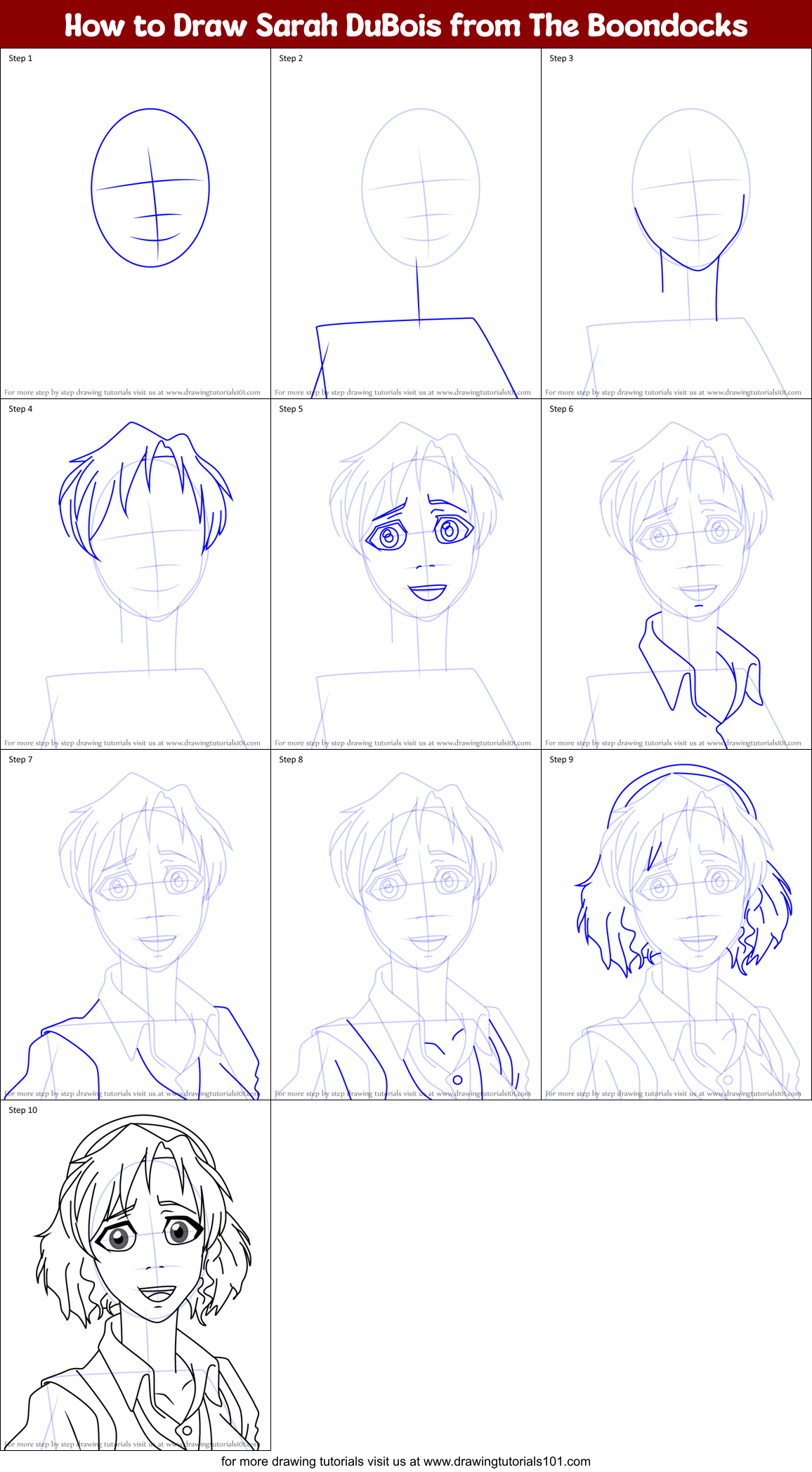 How to Draw Sarah DuBois from The Boondocks Printable Step by Step