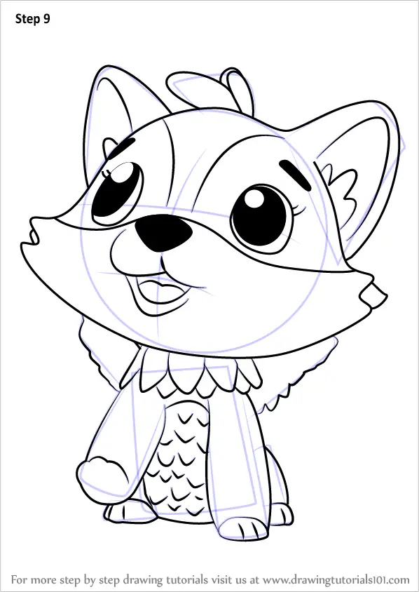 how to draw Polar Foxfin from Hatchimals step 9