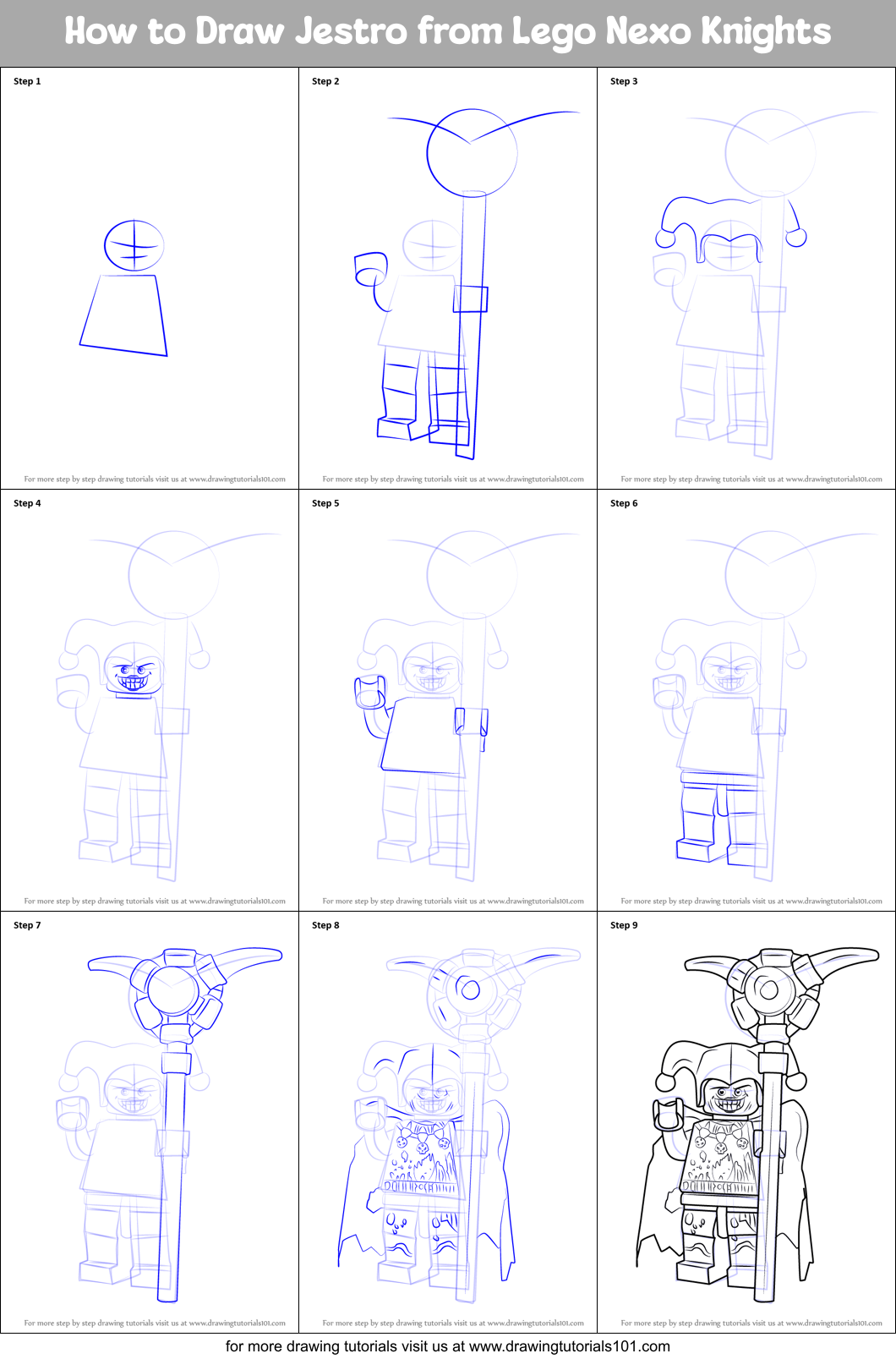 How to Draw Jestro from Lego Nexo Knights Printable Step by Step