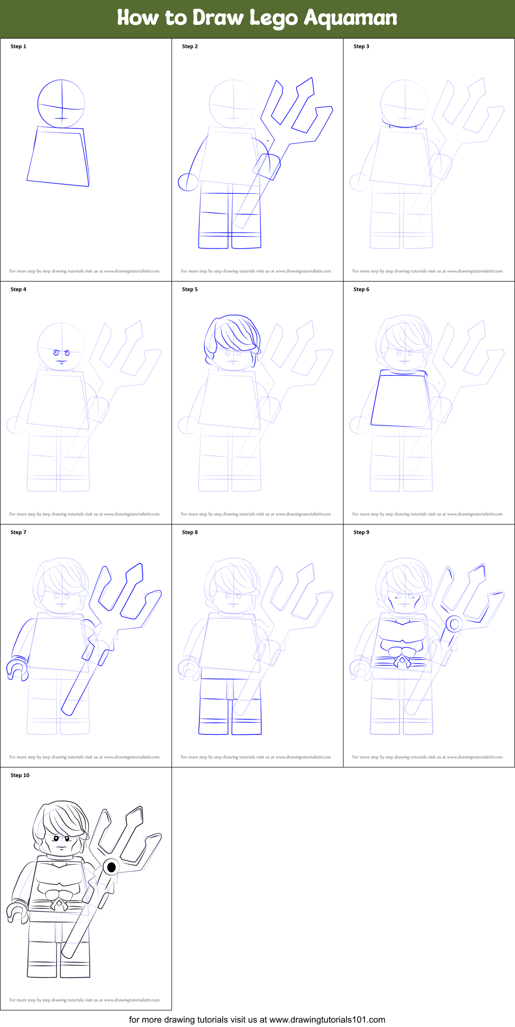 How to Draw Lego Aquaman Printable Step by Step