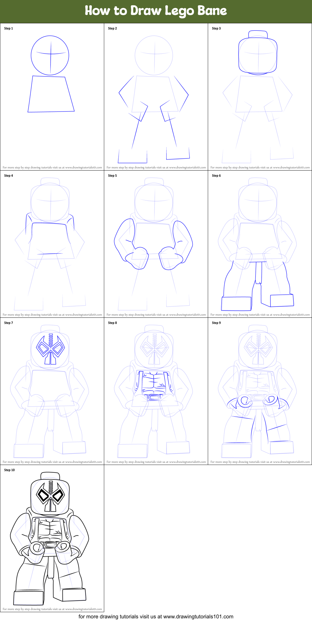 How to Draw Lego Bane Printable Step by Step